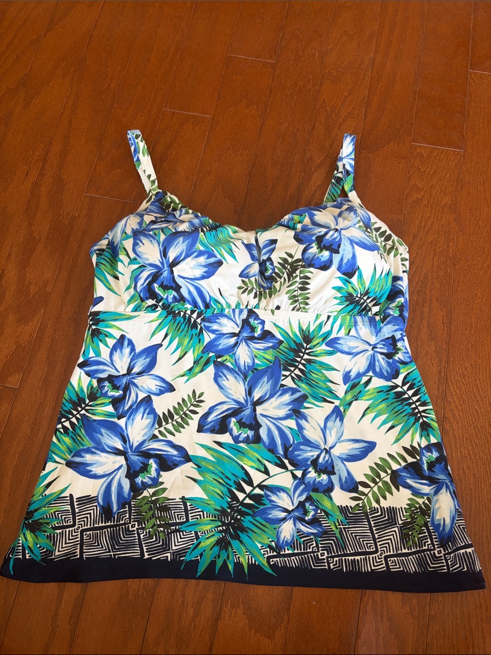 Coco Reef Blue, Green & White Floral Swim Camisole